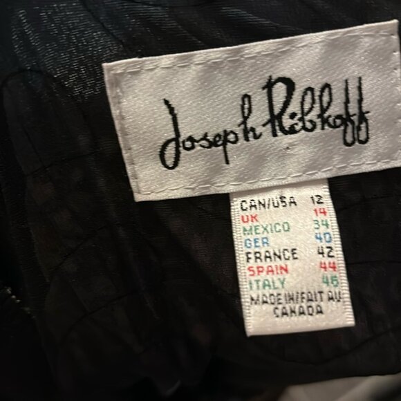 Joseph Ribkoff Jacket Size 12 Black Colorful Print Textured Sequin Zipper Womens - Picture 8 of 8